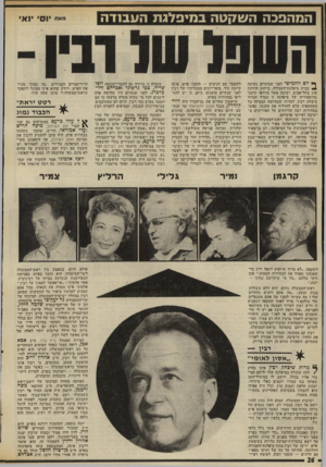 העולם הזה - גליון 2023 - 9 ביוני 1976 - עמוד 26 | המהפבה השקטה במיפלגת העבודה ך* יום החמישי לפני שבועיים נערכה 1בבית מיפלגת־העבודה, ברחוב הירקון 110 בתל־אביב. ישיבה אשר בוודאי תיזכר בהיסטוריה של מיפלגה זו כמרד