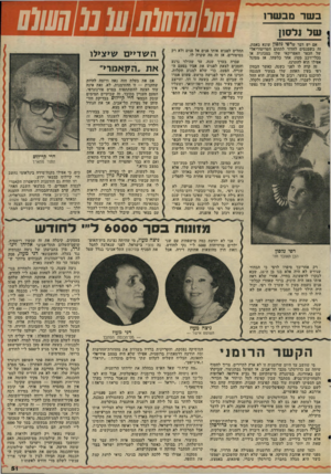 העולם הזה - גליון 2044 - 3 בנובמבר 1976 - עמוד 51 | ]01111111 ]10!11111 ב שר מב שר! ש ל !10*31 אם יש דבר שרפי נלסון שונא באמת, זה כשמנסים לחדור לתחום הטריטוריאלי של הכפר האפריקאי שלו במכונית או בכלי־רכב מסוג אחר