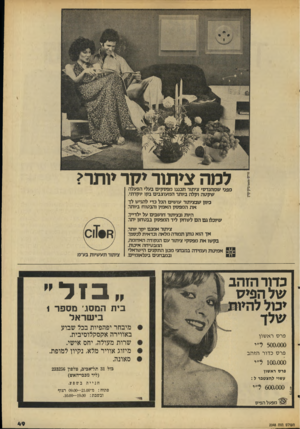 העולם הזה - גליון 2048 - 1 בדצמבר 1977 - עמוד 49 | למה צי תו ר מדר יו ת ר? מפני שמהנדסי ציתור תכננו מפסקים בעלי הפעלה שקקה וקלה ביותר המעוצבים בקו יוקרתי. כיוון שבציתור עושים הכל כדי להגיש לד את המפסק האמין
