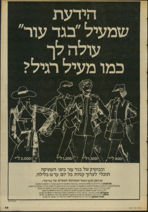 העולם הזה - גליון 2050 - 15 בדצמבר 1976 - עמוד 25 | ובבוטיק של בגד עור ביפו העתיקה תוכלי לערוך קניות בל יום עד 12 בלילה. זה הזמן לבקר באחד הבוטיקים האחרים של בגד עור: ת ל אביב: ככר אתרם 10.00-0,עד,20.00 -ביום