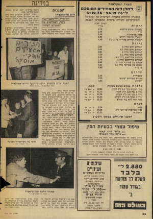 העולם הזה - גליון 2052 - 29 בדצמבר 1976 - עמוד 36 | במדינה משרד החקל או ת ל ה לן לו חהמ חי רי םהמ 301 ל ־ 26.12.7 6־ 3112.76 במסגרת ההוזלות בחנויות השרשרת של הסופרסל והסופרמרקט וחנויות פרטיות שהצטרפו למבצע.
