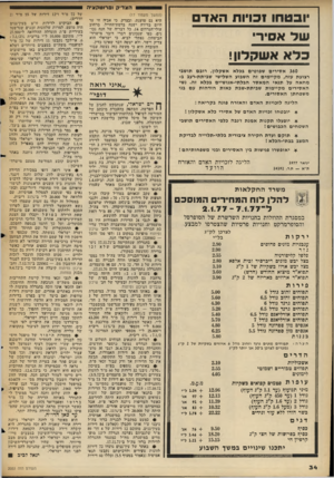 העולם הזה - גליון 2053 - 5 בינואר 1977 - עמוד 34 | הצדי? ובדוטקציה יובטחו ז כויו ת האדם שד אסיר כלא אשקלון! 360 אסירים שפוטים בכלא אשקלון, רובם תושבי רצועת עזה, מקיימים זה השבוע השלישי שביתת־רעב במחאה על תנאי