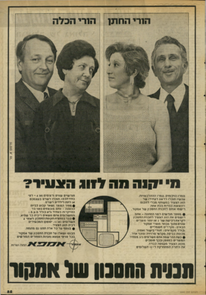 העולם הזה - גליון 2060 - 23 בפברואר 1977 - עמוד 55 | ה1רי החת! ה קנה הה לזוג ה צ עי ר? חודשיים שווים ורצופים נאו 6־ לפי בחירתכם) .תוכלו לשלם בעצמכם או לתת לילדים לשלם. #מ חי ר המוצר נשאר קבוע כביום ההזמנה -אתם