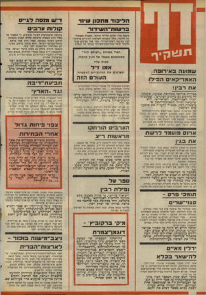 העולם הזה - גליון 2068 - 20 באפריל 1977 - עמוד 2 | 1־ג 1 1 £ 1ן > ך י שמועה ב אי רו פ ה: האפ רי ק אי ם ה פי לו א ת רבין! בכירות אירופה מתהלכת שמועה, שקנתה לה מהלכים גם כחוגים רציניים: שסוכנות־הביון האמריקאית,