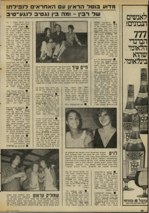 העולם הזה - גליון 2069 - 27 באפריל 1977 - עמוד 18 | לאנשים הנכונים! 777 הברנדי הלאומי שהוא בינלאומי. מדוע בו ט ל הראיון ע האחראי לנ פי ל חו שד רב! -ומה בין נג טיב לנג ע־ טי ב , 8שר-ד,ביטחון שמעון פרס החליט ליצור
