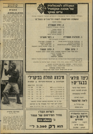 העולם הזה - גליון 2069 - 27 באפריל 1977 - עמוד 44 | ה מכלל ה לטכנולוגיה ועל או סנ הוטקס טיל 1 ע״נע וענקר 8 קולנוע כוכבים סיגד־וח בין הרגל ״ ם המכללה קיבלה היתר מהממ של הלהת קיי ם כ מו סד לה שכלה גבוהה נמשכת