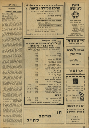 העולם הזה - גליון 2074 - 1 ביוני 1977 - עמוד 50 | מר־כז צלילה נביעות 75ק״ מ דרו מי ת ל אי ל ת על חוף ים סוף מודיע על תאריכי פתיחה .7.8 ,17.7 ,3.7 ,19.6 ספארי צלילה ליאס־אבו־גלום עם אחריות לשנה .11.9 ,14.8