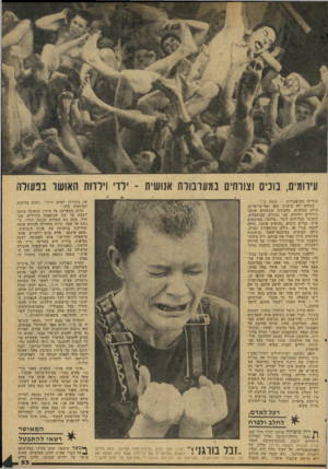 העולם הזה - גליון 2076 - 15 ביוני 1977 - עמוד 53 | עירומים, בונים וצורחים במערבולת אנושית ־ ילדי וילדות אנליזה התיפעולית — קומה ב׳.״ מעולם לא ביקרנו כאן ואף־על־פי־כן כולם מברכים, מחבקים ומנשקים אותנו כידידים