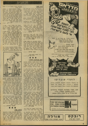 העולם הזה - גליון 2086 - 24 באוגוסט 1977 - עמוד 8 | מכתבים איש השנה כרטיסים ב״הדרך, אבן גבירול ,90 טל׳ 248787 . ובכל יתר המשרדים בת״א רבתי לקבוצות מאורגנות טל.248844 . לפני ההצגות בקופות הקרקס. מועדי ההצגות :־