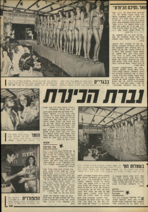 העולם הזה - גליון 2089 - 15 בספטמבר 1977 - עמוד 55 | זואו״נסיכת הכינרת* הגיקינים וביגדי־החוף !של גוסקס !ויפחת יותר בזכות תפשירי השיער ישל וולה, הוא סיפר יפי ׳הזיופה המאושרת בתואר מלכת המיס תזכה לטוס ליוון בכרטיס