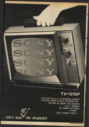 העולם הזה - גליון 2113 - 1 במרץ 1978 - עמוד 3 | ק 121 ז •אנטנה טלסקופית ח 111-1ו 1 6 1ו^ט^/ו-ו/ץ עם אפשרות חיבור לאנטנה מרכזית •פועלת על חשמל או בטריות משקל:דק״נ אביזרים אפשריים: ־ אוזניה ־ מחבר למצבר רכב