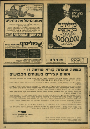 העולם הזה - גליון 2118 - 5 באפריל 1978 - עמוד 55 | כמר. פעמים נסית להפטר מהם ולא הצלחת?? ה ש בו ע בהגרלת הפיס אנחנו נחסל את רחוקים! נסי פעם אחת״ את הדרך המודרנית והבטוחה להשמדת הדוקים לאחר חיטוי שלנו(שאורך כ־