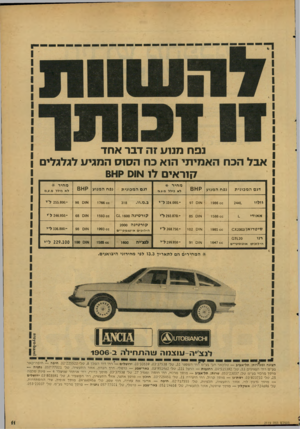 העולם הזה - גליון 2119 - 12 באפריל 1978 - עמוד 11 | נפחממע זה דבר א חד אבל הכח ה א מי תי הוא כח ה ס 1ס המגיע לגלגלים קוראים ל 1אום מ חי ר * נפח המנוע קו^ 8 1766 00 אום 98 255.800-ל״י אום 68 ־ 246.950.ל יי
