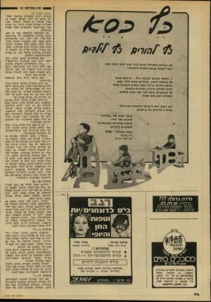 העולם הזה - גליון 2143 - 27 בספטמבר 1978 - עמוד 74 | מ־! מכיתה א׳ (המשך מעמוד )73 הנערים ו 160/0-מהנערות במיושגל. הפעילים ב״ותר הם ילידי ישראל. הפניות הסתות פעילות הן מעדות המיזריח. אחוז הפעילות ׳המינית הגבוה
