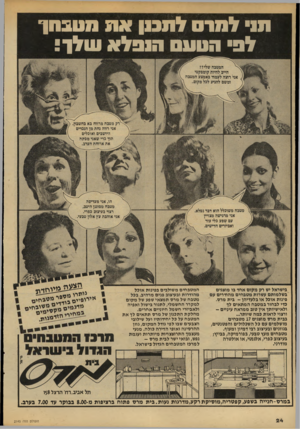 העולם הזה - גליון 2145 - 9 באוקטובר 1978 - עמוד 24 | תו לסרס ^ ו נ 1ןאתסטבחך לב ה טוו ס הו סלא עו ל !1 חמטבחשלי?! חייב להיות קומפקטי אני׳ רוצה לעמוד באמצע המטבח ומשם להגיע לכל מקום.. רק מטבח מרווח בא בחשבון. אני