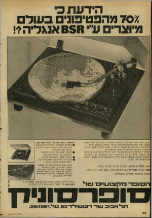 העולם הזה - גליון 2160 - 24 בינואר 1979 - עמוד 32 | הידעת כי 70 סד מהפטיפונים בעוד מיוצריעי 6811 אנאליה>ץ אכן, הגיע הז מן שכחובב מו סי קהא מי תי, תדע יותר על קונצרן , 8811 יצרן ה פ טי פוני ם המר שים ביותר בגודלו