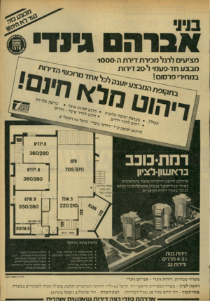 העולם הזה - גליון 2162 - 7 בפברואר 1979 - עמוד 51 | 1000 מציעים לרגל מכירת דירת ה מבצע חדפעמי ל 2 0דירות במחירי פרסום ! ח.י7ן ים 36)> 280 רמתיסכב 1170 בדאשון לציון 705/370 פ רוי קטחד שני ו יו ק ר תי ברמהבינל או