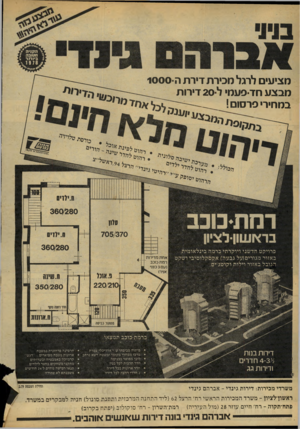 העולם הזה - גליון 2168 - 21 במרץ 1979 - עמוד 20 | 1000 מציעים לרגל מכירת דירת ה מבצע חדפעמ• ל 2 0דירות במחירי פרסום פיתוח סביבתי ע״י אדריכלי צמרת מרכז מסחרי מקומי ומשטה דשא נרחב לובי מפואר בכניסה חדר תרבות לכל