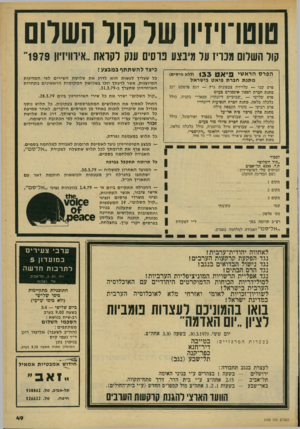 העולם הזה - גליון 2169 - 29 במרץ 1979 - עמוד 49 | טוטו־ויויון של קול השלו קול השלום גבוי! ער מינצע נוסי ענק לקראת ״איווויויוו 1 9 7 9״ הפרס הראשי פיאט ^33 כיצד להשתתף במבצע! (ללא מיסיס) מתנת חברת פיאט בישראל