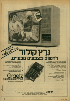 העולם הזה - גליון 2171 - 11 באפריל 1979 - עמוד 15 | 111116 *6 6 0 8 338 ק010ם =ז*0ם*0ש3 לחשוב כ שמדובר ברכי שת טלוויזיה צבעונית המע שה הנכון הו א לבדוק היטב ולרכו ש אתה מקל טהמ שוכלל והאמין ביותר. מקלט בזה תמצא,