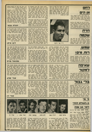 העולם הזה - גליון 2172 - 17 באפריל 1979 - עמוד 73 | דחס מגן הים על המזח עמדו שלושה אנשים והת ווכחו על מזג האוויר .״אני מריח סערה,״ התנבא אחד מהם ,״העצמות שלי מבש רות דרומית־מערבית כמו שעוד לא היתה לנו השנה.״