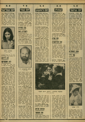 העולם הזה - גליון 2174 - 1 במאי 1979 - עמוד 53 | יום שי ש׳ שבת יום ראשון וחתחזס ׳ 1שלישי ואתלטיקה • חידושים והמצאות • כינוס הפועל (.)3.25 • ספורט (שעה .)3.25 3 . 2 5שי דו רי ם י שי רי ם שיי מ ש כו יו תרמשע