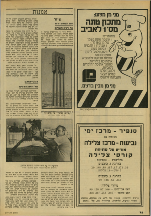 העולם הזה - גליון 2177 - 23 במאי 1979 - עמוד 72 | מני מן מגיש: מתם! טונה מס׳ 1לאביב החומרים: 1קופסה טונה בשמן שלמן ( 180 גר׳) ו אבוקדו 1עגבניה וביצה קשה מלח, פלפל, לימון. אופן ההכנה: לחצות אבוקדו ולהוציא את
