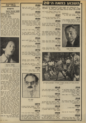 העולם הזה - גליון 2194 - 19 בספטמבר 1979 - עמוד 116 | השבוע בנואה ה י 2 0 מה אירע כמאה ה־20׳ בשבוע שבין ה־ 10 בספטמבר עד ה־ 25 בספטמבר? במדור חדש זה יסקור ״העולם הזה״ במה מן המאורעות שאירעו כ־ 78 השנים הקודמות