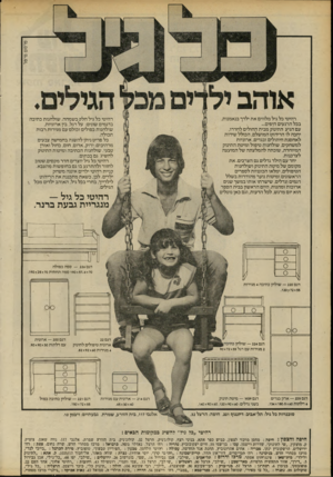 העולם הזה - גליון 2194 - 19 בספטמבר 1979 - עמוד 82 | פרסום מי־טל רהיטי כל גיל מלווים את ילדך בנאמנות, בבל הרגעים היפים... עם הגיע התינוק מבית החולים לחדרו, יחכה לו הריהוט המושלם, הכולל שידות לאחסנת חיתולים