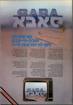 העולם הזה - גליון 2201 - 7 בנובמבר 1979 - עמוד 16 | סובהפי ויטו לה יתרונות בהרה מושלמת ב״סאבא טובה פי צבעי׳ מותקנים מעגלי הגנה ובקרה רבים ומשוכללים: בקרת מתח -לייצוב מתח הרשת -מ־ 60ו עד 250 וולט. הגנת קליטה