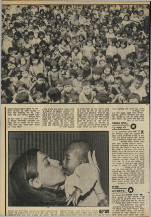 העולם הזה - גליון 2204 - 28 בנובמבר 1979 - עמוד 45 | אירית ,״אבל העיקר הוא שהחלטנו לאמץ ילדה קמבודית.״ החליטו ונגשו לבצע. בעצם, אילו הוא שדאג לכל האישורים הדרושים. המיבצע הפרטי שלהם לא היה קל לביצוע, ואף עלה מאה