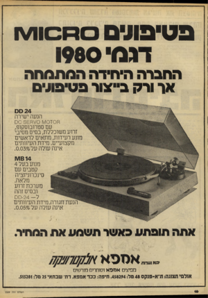 העולם הזה - גליון 2209 - 2 בינואר 1980 - עמוד 16 | ב טי פו ל ם * 0ם וו/ץ ן דג מי 1900 החברה היהירה המתמחה אר ורק בייצור פטיב^ים 24 סם הנעה ישירה הסר סו ר \/0ה ם 3ס ס עם סטרובו־סקו־פ, זרוע משוכללת, בסיס מסיבי