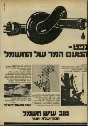 העולם הזה - גליון 2215 - 13 בפברואר 1980 - עמוד 16 | ;טע המר של החשמל זויף .1980 :כל העולם־דאגה וחוסר יציבות.מחירי זנפט משתוללים. לנו קשה להשיג נפט, *פילו במחירים גבוהים. זנפט הוא הטעם המר של החשמל. זה נכון, כל