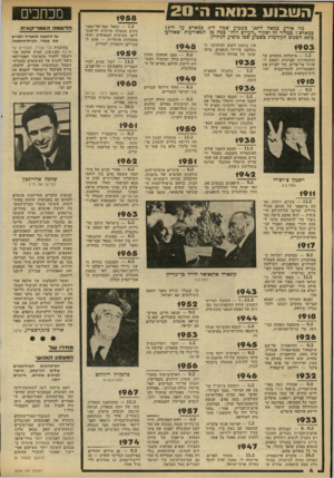 העולם הזה - גליון 2218 - 5 במרץ 1980 - עמוד 4 | ה ש בו עבמאה הי 2 0 1958 — 7.3גמאל עבד-אל־נאצר מקים ממשלה מרכזית לריפוב־ליקה הערבית המאוחדת ושתי ממשלות איזוריות — אחת למצריים והשנייה לסוריה. מה אירע כמאה