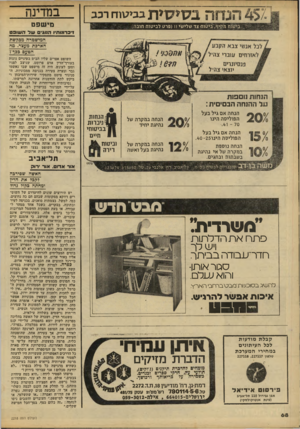 העולם הזה - גליון 2218 - 5 במרץ 1980 - עמוד 68 | הנחהבס * 7זיתב בי טו ח רכ ב מישפט זיכרונות*! הנוגים שלה שו פ ט המישטרה. מבקשת הארכת מעצר מה המעם ב כו? הנחות נוספות על ההנחה הבסיסית: הנחה אם גיל בעל הפוליסה
