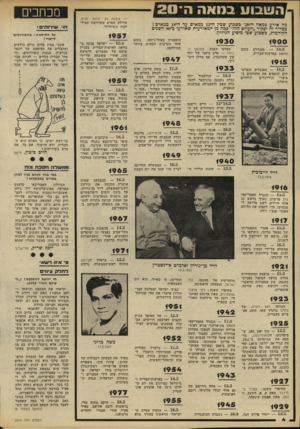 העולם הזה - גליון 2219 - 12 במרץ 1980 - עמוד 4 | השבוע במאה ה־ 2 0 מה אירע במאה ה־20ז כשבוע שכין ה* 12 במארס עד ה־ 18 במארס ז כמדור זה יסקור ״העולם הזה״ כמה מן המאורעות שאירעו ב־ 80 השנים הקודמות, כשבוע שבו