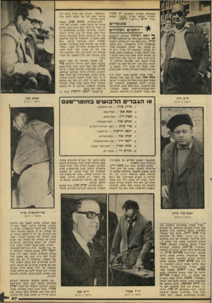 העולם הזה - גליון 2219 - 12 במרץ 1980 - עמוד 57 | הממשלה לענייני תיקשורת דן פתיר ושגריר ישראל באו״ם לשעבר, האלוף (מיל׳) חיים (״ויויאן״) הרצוג. __ מ כנ סי י ם ר ח בי םות לויי ם ף* ראש רשימת הגברים הלבושים בחוסר