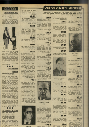 העולם הזה - גליון 2220 - 19 במרץ 1980 - עמוד 4 | ה ש בו עבמאהה־ 2 0 אירע כמאה ה־ט2׳ בשבוע שבין ה־ 19 במארס עד ה־ 25 במארס ץ :דור זה יסקור ״העולם הזה״ כמה מן המאורעות שאירעו ב־ 80 השנים ודמות, כשבוע שבו מופיע