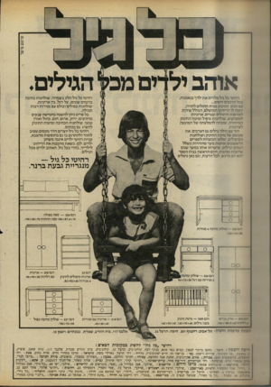 העולם הזה - גליון 2220 - 19 במרץ 1980 - עמוד 72 | רהיטי כל גיל מלווים את ילדך בנאמנות, בכל הרגעים היפים... עם הגיע התינוק מבית החולים לחדרו, יחכה לו הריהוט המושלם, הכולל שידות לאחסנת חיתולים ובגדים, ארוניות