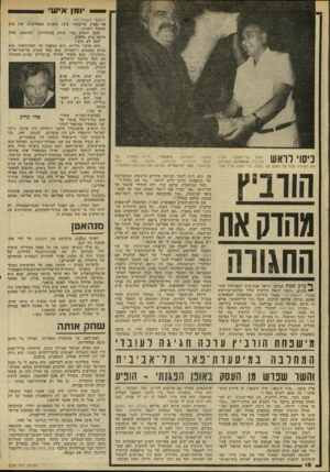 העולם הזה - גליון 2229 - 20 במאי 1980 - עמוד 18 | — יומן אישי ניסוי ר ואש אשת שר־האוצר, אורה הורביץ (מוסתרת) ,השליכה את הסוודר שלה על ראשו של בעלה, כדי לגונן עליו,מפני הווני ץ מהדגן א ת החגורה ד* ערב שכת הגיעה