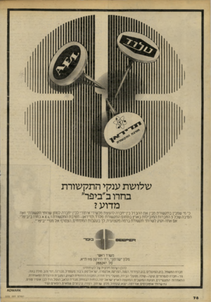 העולם הזה - גליון 2232 - 11 ביוני 1980 - עמוד 78 | שלושת ענקי התקשורת בחרו ב״ביפר״ מדוע ז כי מי שמבין בתקשורת מבין את ה הבדל בין ״חברה להפצ ת מכשירי איתור״ לבין ״חברה למתן שרותי תקשורת״ זאת הסיבה שכל 3החברות
