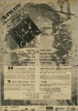 העולם הזה - גליון 2237 - 16 ביולי 1980 - עמוד 37 | ^1)16 מ1טי גלעדי ׳הקת סקסטה הפלטרס !־ארה״ב^בלה הנמה׳ הנצחיי ו ל בו ש ת שהוצגה במיוחד ע״י אפנת ניבה ן| 1הד 1לפינים ,רקדני העירי תצוגת מטקס, ניבה • אשק לון—{