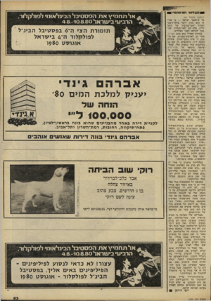העולם הזה - גליון 2239 - 30 ביולי 1980 - עמוד 53 | ה ב דו אי הו מ׳סתנריי (המשך מעמוד )49 כל עיתונאי ישראל — כי אורי דן הוא מעין דובר בלתי־רשמי ומנהל יחסי־הציבור של השר שרון. אלה הם יחסי־גומלין, שה שכר לצידם