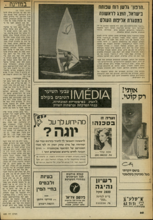 העולם הזה - גליון 2253 - 5 בנובמבר 1980 - עמוד 61 | במדינה י .,הזכור גושן רוח שבותח בישראל, הוצג לראשונה במסגרת אליפות העולם ״הרפון״ (ז^ 0 0ק. 11ו/ר )1גלשן רוח !מהפכני שתוכנן על ידי האדריכל הימי עמירם שטיינברג