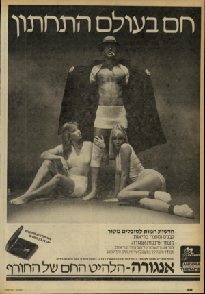 העולם הזה - גליון 2254 - 12 בנובמבר 1980 - עמוד 61 | חדשות חמות לסובלים מקור לבנים ומוצרי בריאות מצמר ארנבות אנגורה. צמר אנגורה שומר על חום גופך ובריאותך מבודד מקרת קל במשק?;אורירי נעים ורך למגע. מבחר מוצרים מצמד