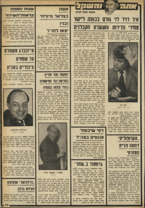 העולם הזה - גליון 2256 - 26 בנובמבר 1980 - עמוד 50 | מאת יגאל לביב איו דויד רו גוום בנועה ר״קוו ירי הדירות והעשרת הקבלנים לשר־השיבון דויד לוי יש דימוי של מגן־העניים. הוא מכריז השכם והערב על נחישות ה חל ט תו לבנות
