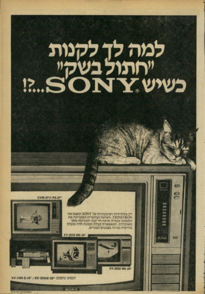 העולם הזה - גליון 2256 - 26 בנובמבר 1980 - עמוד 6 | 8-27ק 0 \/1\/1-2711 רק בטלויזיות הציבעוניות של 7א $0תמצא את א 17110א ,7111 השיטה הבלעדית המקרינה את התמונה בעזרת תותח חד־קנה וטכניקת מסך משוכללת, המאפשרת קבלת