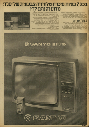 העולם הזה - גליון 2258 - 10 בדצמבר 1980 - עמוד 13 | בכל 7שדות נמכרת טלוויזיה צבעונית שלעזניו: מדוע זה נוגע לך? ממחקר שנערך לאחרונה, עולה עובדה מדהימה: בשניות המעטות שעברו מאז שהתחלת לקרוא מודעה זו, קנה מישהו
