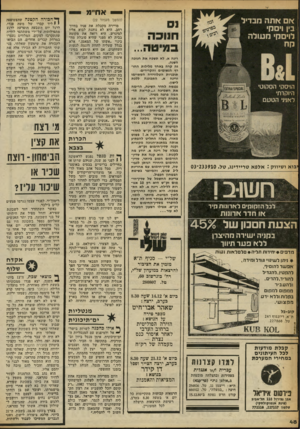 העולם הזה - גליון 2258 - 10 בדצמבר 1980 - עמוד 49 | _ אח״מ במיטה... בוא ו שיווק: אלפא טריידינג, טל 233910 .־03 לכל הזקוקים לארונות קיר או חדד ארונות רינה א. לא תשכח את חנוכה השנה. זה קרה נאחד מלילות החורף
