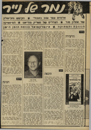 העולם הזה - גליון 2262 - 7 בינואר 1981 - עמוד 65 | אלוהים עצר שוב באכול* ^ הקיט ש והכי שלון המיסטיקה של אהרון מו.ד #י הצללים של פטריק מ 1די אנ1 שיחזור הרעידה תיזכורת בת כמה שורות, בסקירת הספדים של ניו־יורק